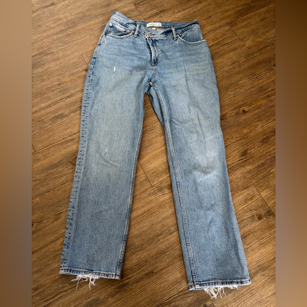 Abercrombie & Fitch Light Blue Straight Leg Jeans Curve Love